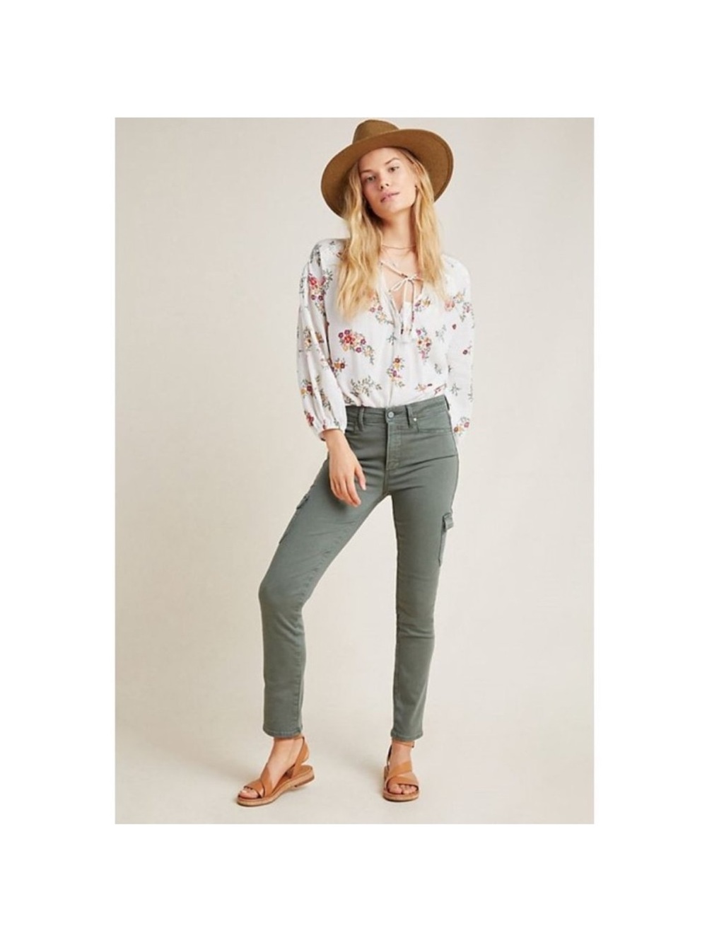 Paige Jeans Anthropologie Women 27 Green Hoxton High Rise Skinny Ankle Cargo New
